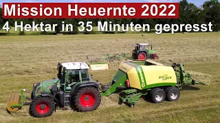 Mission Heuernte 2022 | 4 Hektar in 35 Min gepresset | Fendt 718 Vario mit Krone BigPack 1270 XC