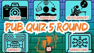 Pub Quiz Showdown: Test Your Knowledge! Pub Quiz 5 Rounds. No 50