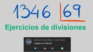 Ejercicios de divisiones de dos cifras resueltos : 1346 entre 69