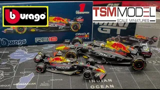 Bburago Vs MINI GT F1 REDBULL RB18 2022 1/43 and 1/64 Scale Diecast Model Side by Side Comparison