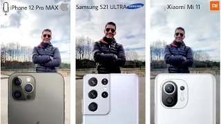 Samsung Galaxy S21 ULTRA vs iPhone 12 PRO MAX vs Xiaomi Mi 11 Camera Video TEST