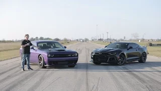 Hellcat Challenger vs ZL1 Camaro Roll-on Race