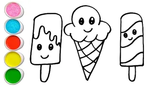 easy icecream drawing and coloring for kids and toddlers - icecream drawing for children