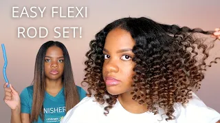 EASY Flexi Rod Set On Straight Crochet Braids!