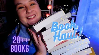 ASMR | HUGE Book Haul! 20+ Books! 📚 Fantasy & Romance, tapping, whispering, scratching, page turning