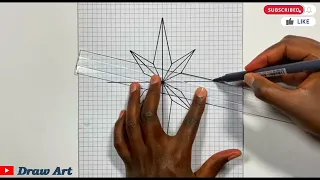 Drawing an Eight Pointed 3D Star #easy #geometric #drawing #tutorial