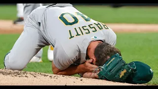 Chris Bassitt hit in head by line drive leaves game