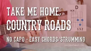 "Country Roads" Guitar Tutorial - Easy Chords & Strumming AND Fingerstyle Version | No Capo