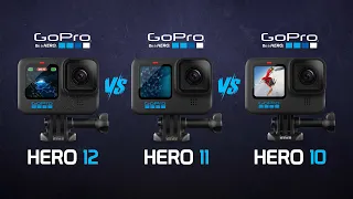 GoPro Hero 12 vs GoPro Hero 11 vs GoPro Hero 10 Full Comparison!