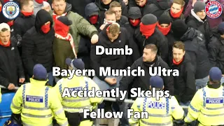Dumb Bayern Munich Ultra Accidently Skelps Fellow Fan  - Manchester City 3 - FC Bayern München 0