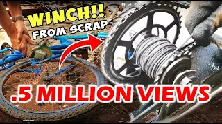 DIY Hand Winch from scrap bicycle !!