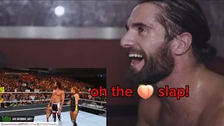 WWE Seth Rollins reaction to Becky Lynch's 🍑 slap at Stomping Grounds 2019 (ft. backstage bonus)