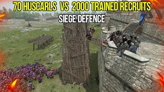 2000 Trained Recruits vs 70 Huscarls | Siege Defence - Mount & Blade Bannerlord