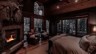 Dormir en Douceur Ambiance de Tempête De Neige Dans Une Maison en Bois bien au chaud.