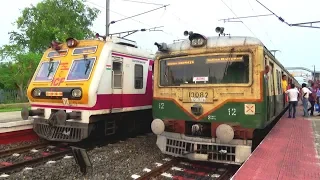 Perfect Timing! Two different types of EMU local trains crossing at same time