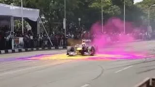 David Coulthard Red Bull show car run Hyderabad, 5th April 2015