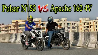 Apache RTR 160 4V vs Pulsar N150 | Drag Race Till Topend | Detailed Comparison