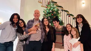 Bruce Willis All Smiles With Ex Demi Moore, Wife Emma and Daughters for Holiday Pics