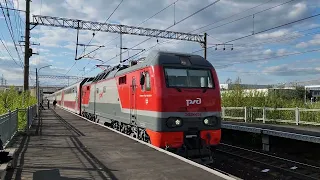 ЭП2К-034 на скорости с поездом №275 Санкт-Петербург - Москва | Алабушево