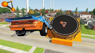 BeamNG.drive - Jumping Vehicles On A Giant Trampoline