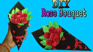 Valentine Day gift/Rose bouquet making with paper/flower craft ideas/ Mother's day gift ideas