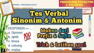 Soal Kemampuan Verbal Sinonim & Antonim pada Tes Psikologi POLRI/TNI, TIU CPNS
