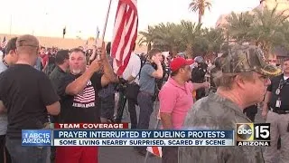 Protesters gather at Phoenix mosque under close police watch