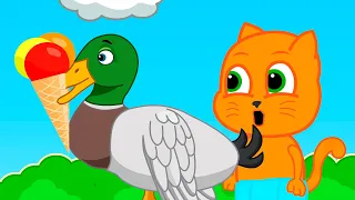 Cats Family in English - Duck loves ice cream Cartoon for Kids