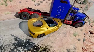 Racing Cars Run Off the Road 2 #shorts, #gaming, #beamng, #beamngdrive, #beamngcrash, #truckcrash,