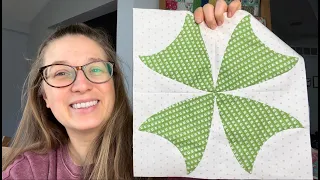 hand or machine appliqué clover quilt block tutorial- 2023 Scrappy Sampler- Block 14