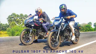 Pulsar 180F vs Apache 160 4v Race | Top End