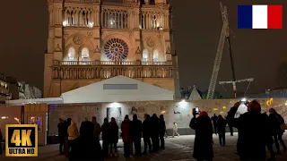 Paris Notre Dame Cathedral Update (December 2022) Night Walk