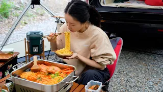 🏕Open feel tent setup in just 1 minutes. Delicious Korean camping food😋