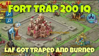 Lords Mobile - FORT TRAP. LaF noobs got into the trap and got burned. 200 IQ trapping on KVK