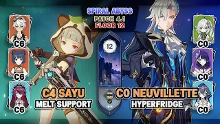 C4 Sayu Melt Support & C0 Neuvillette Hyperfridge | Spiral Abyss 4.1 Floor 12 - Genshin Impact