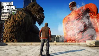 GTA 5 - King Kong VS Colossal Titan | Epic Giant Battle!!