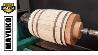 OAK BARREL JAR, woodturning