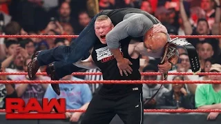 Brock Lesnar attacks new Universal Champion Goldberg: Raw, March 6, 2017