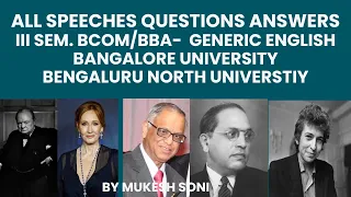 3rd BCOM/ BBA ALL SPEECHES QUESTIONS- GENERIC ENGLISH- BU/BNU