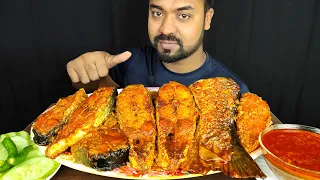 SPICY BIG FISH CURRY, RICE, FISH GRAVY, SALAD, CHILI, ONION MUKBANG ASMR EATING SHOW || #LiveToEATT