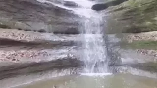 Starved Rock State Park, Illinois, "French Canyon" waterfall with Phantom 3 Pro Quad Copter Drone