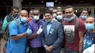 Fijian Attorney-General farewells 172 seasonal workers to Australia