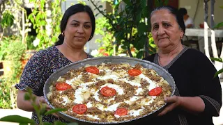 Hinkal's recipe as Pizza with Beef Meat! Grape leaves for winter! Sweet Fold!