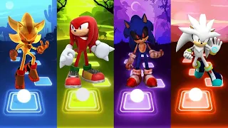 Super Shadow Sonic 🆚 Silver Sonic 🆚 Sonic Exe 🆚 Knuckles Sonic | Sonic Tiles Hop EDM Rush