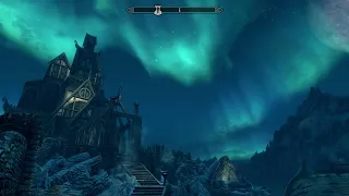 Skyrim - Dragonsreach Under The Moons and Aurora Borealis (Ambient & Calming Music/Sounds)