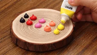 How to Simple Acrylic Painting Sunset In Front Of My House On Wooden Coasters #804｜Satisfying