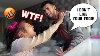 I DON’T LIKE YOUR FOOD PRANK on WIFE *she gets mad* 😱