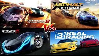 Asphalt Xtreme vs Real Racing 3 vs GT Racing 2+Glitched vs Asphalt 8 Best Free Racing Phone Games