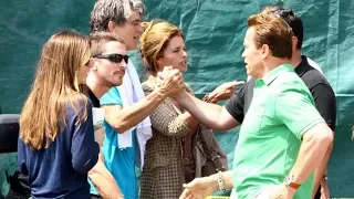 Arnold Schwarzenegger And Maria Shriver Hang With Christian Bale In Santa Monica [2008]