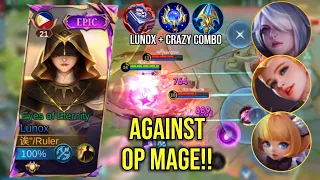 LUNOX SUGGESTED BUILD, SPELL, AND COMBO! LUNOX AGAINST OP MAGES! THE BURST DAMAGE IS UNREAL!! - MLBB